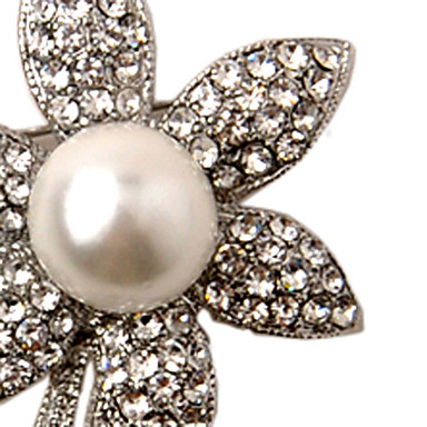 Серебряный позолоченный сплав Циркон Pearl подсолнечника Pattern Брошь