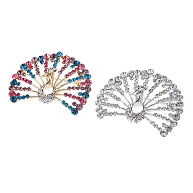 Кристалл высокого качества Золотое покрытие Павлин Брошь