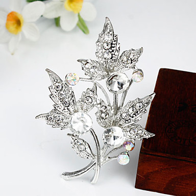 Женская мода White Crystal Посеребренная Брошь