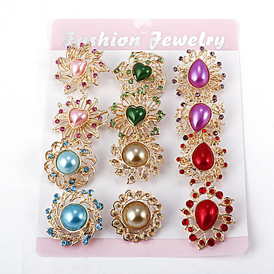 Свадебный стиль Элегантный Посеребренная горный хрусталь брошь (случайный цвет, 12 шт в упаковке)