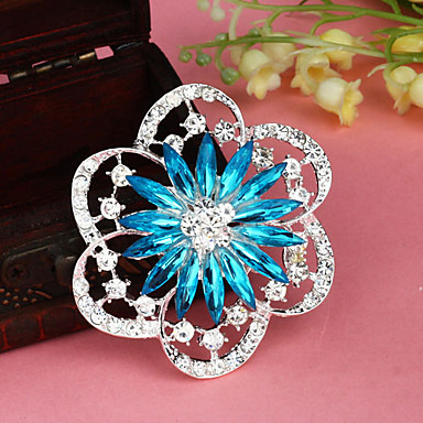 Серебряный позолоченный Rhinestone сливы цветок брошь (случайный цвет)