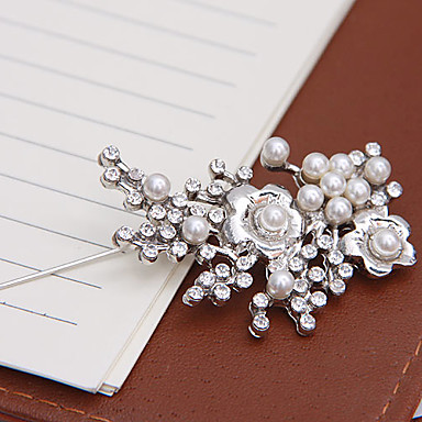 Изысканные формы цветка Rhinestone перлы Женский Броши (Random Color)