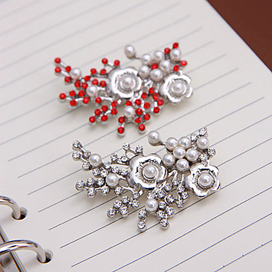 Изысканные формы цветка Rhinestone перлы Женский Броши (Random Color)