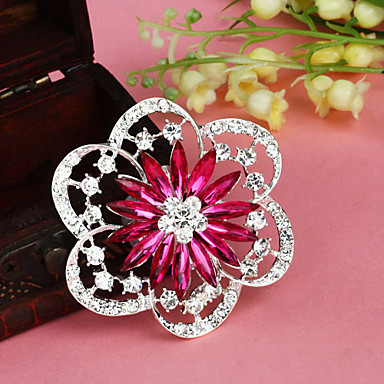 Серебряный позолоченный Rhinestone сливы цветок брошь (случайный цвет)