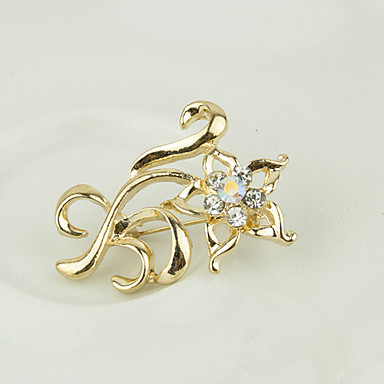 Сладостных 3.5cm женщин Золотой сплав Rhinestone Броши (Золотой) (1 шт)