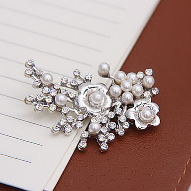 Изысканные формы цветка Rhinestone перлы Женский Броши (Random Color)