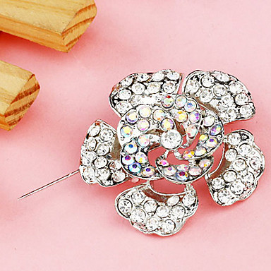 Посеребренная горный хрусталь брошь цветок Лепесток