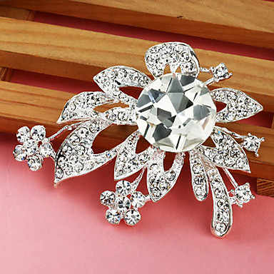 Изысканный Посеребренная брошь цветок Rhinestone