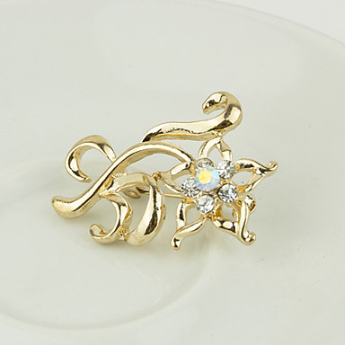 Сладостных 3.5cm женщин Золотой сплав Rhinestone Броши (Золотой) (1 шт)