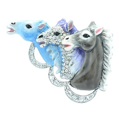 Европейских 7.4cm Женские Разные цвета сплава горный хрусталь Лошадь Броши (больше цвета)