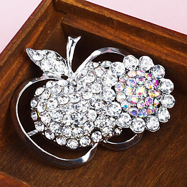 Посеребренная Полный Rhinestone Apple, брошь