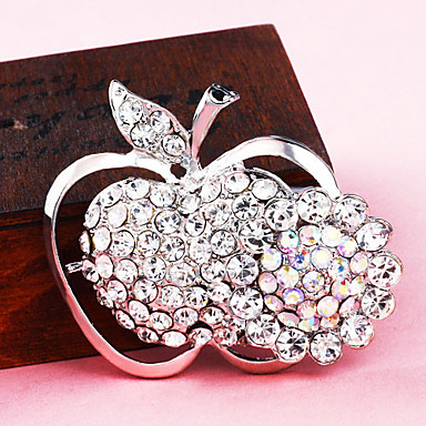 Посеребренная Полный Rhinestone Apple, брошь