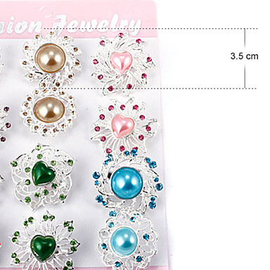 Свадебный стиль Элегантный Посеребренная горный хрусталь брошь (случайный цвет, 12 шт в упаковке)