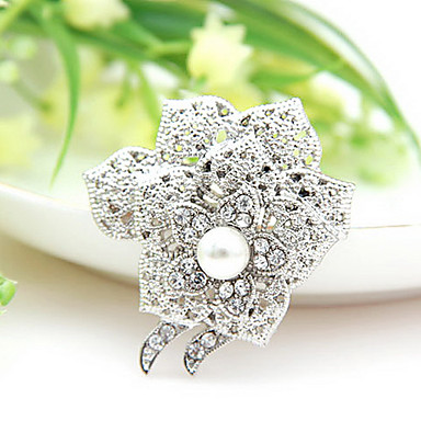 Серебряный цветок Перл Форма Женский Броши (случайный цвет)
