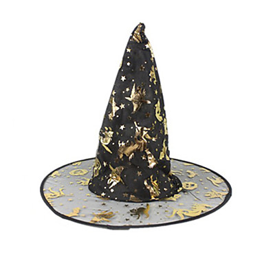Хеллоуин костюм участника Ведьма шляпа черная Golden Strs (Окружность головы = 57см)