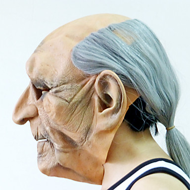 Лысый белый волос маска Старый человек с головой крышка для Хеллоуин костюм участника