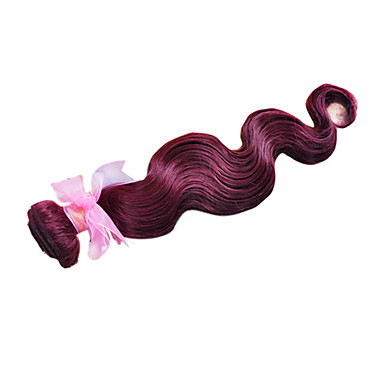 18INCH 100% бразильского Виргинские человеческих волос объемной волны Wine Red Великая 5А выдвижения волос / Плетение (99J)