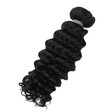 1шт 24inch Natural Black Deep Вьющиеся Малайзии Weave волос девственницы