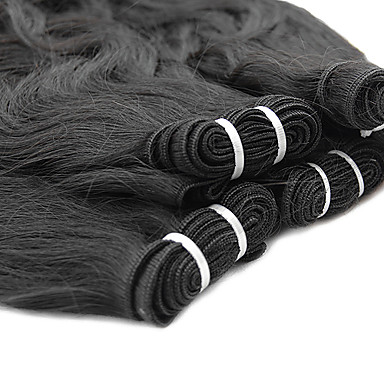 4шт 16 дюймов Natural Black естественная волна китайских Weave волос девственницы Связки
