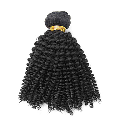 1шт 14inch Natural Black Kinky Вьющиеся Малайзии Weave волос девственницы