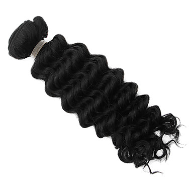 1шт 10 дюймов Natural Black Deep курчавый бразильский Weave волос девственницы