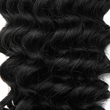 3шт Малайзии Богородицы Глубокое Вьющиеся класс 5А волос Weave 16 дюймов Natural Black