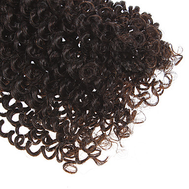 16 "100% человеческих волос кудрявый Вьющиеся Natural Black Расширение волос