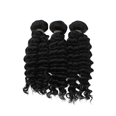 1шт 18 дюймов Natural Black Deep Вьющиеся Китайский Weave волос девственницы