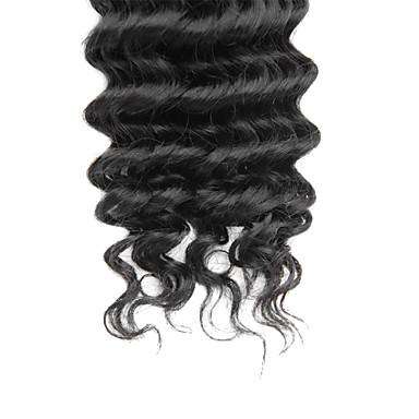 1шт 10 дюймов Natural Black Deep Вьющиеся Китайский Weave волос девственницы