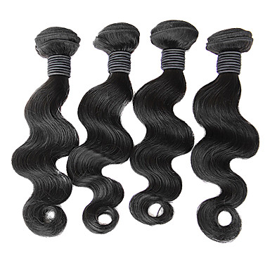 4шт 10inch Natural Black Объемная волна монгольского Weave волос девственницы Связки