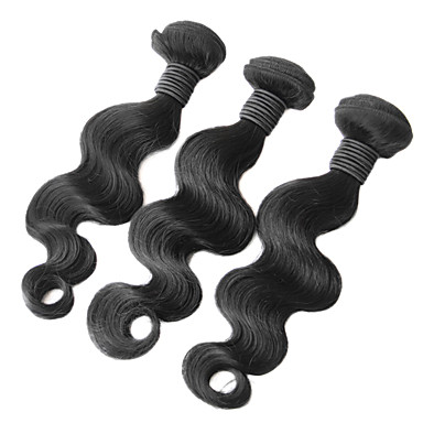 1шт 14inch Natural Black Объемная волна Малайзии Weave волос девственницы