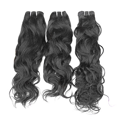 1шт 24inch Natural Black естественная волна Малайзии Weave волос девственницы