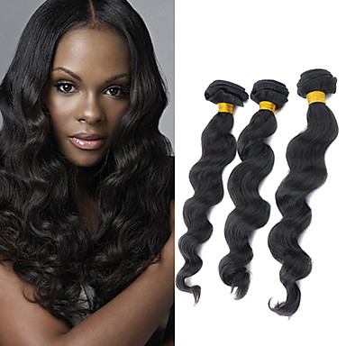 3шт 18 "бразильский человеческих волос освобождает волну машина волос Weave (# 1, # 1b, # 2, # 4)