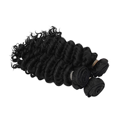 3шт 14inch Natural Black Deep Фигурные ngoilian Weave волос девственницы Связки