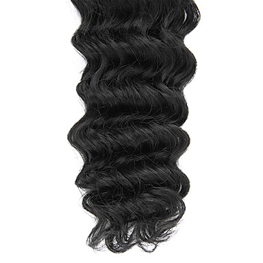 1шт 10 дюймов Natural Black Глубокая волна бразильского Виргинские волос Weave