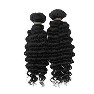 1шт 12 дюймов Natural Black Deep Вьющиеся Малайзии Weave волос девственницы