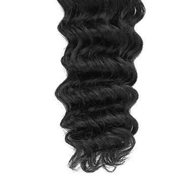 3шт 16 дюймов Natural Black Глубокая волна монгольского Weave волос девственницы Связки