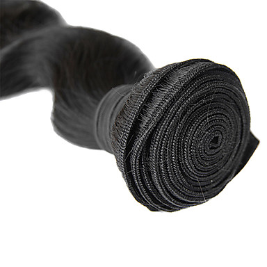 4шт 16 дюймов Natural Black Объемная волна монгольского Weave волос девственницы Связки