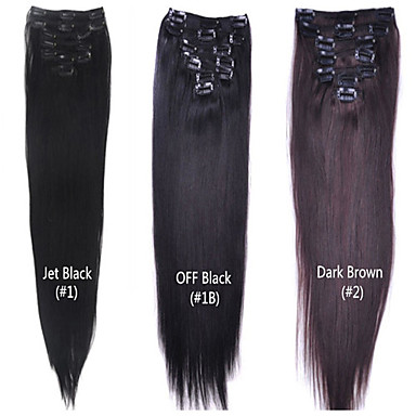 7pcs 20inch Remy клип человеческого ткет волос (# 1, # 1B, # 2)
