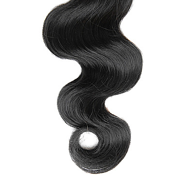 4шт 16 дюймов Natural Black Объемная волна монгольского Weave волос девственницы Связки