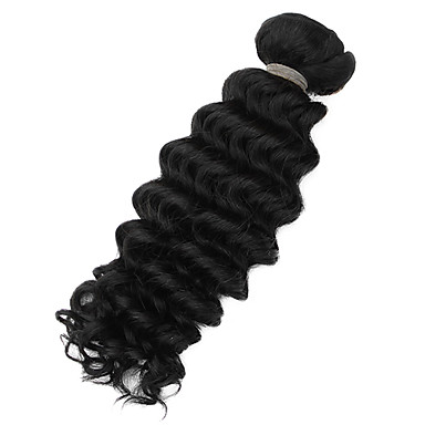 1шт 22inch Natural Black Deep Вьющиеся перуанский Weave волос девственницы