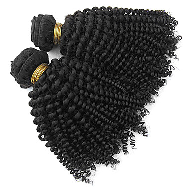 1шт 14inch Natural Black Kinky курчавый бразильский Weave волос девственницы