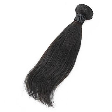 1шт 12 дюймов Natural Black Прямо перуанский Weave волос девственницы