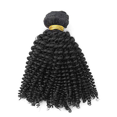 4шт 12 дюймов Natural Black Kinky курчавый бразильский Weave волос девственницы Связки