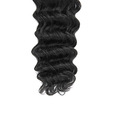 1шт 20inch Natural Black Глубокая волна Малайзии Weave волос девственницы