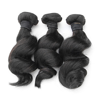 4шт 16 дюймов Natural Black Свободные волны бразильские Weave волос девственницы Связки