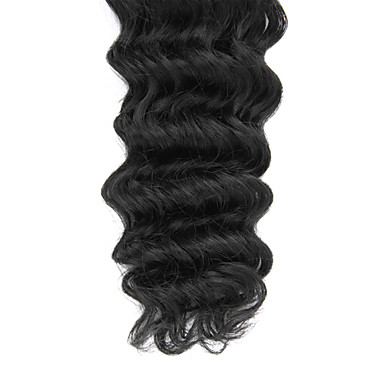 3шт 14inch Natural Black Глубокая волна монгольского Weave волос девственницы Связки