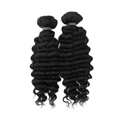1шт 10 дюймов Natural Black Deep Вьющиеся Малайзии Weave волос девственницы