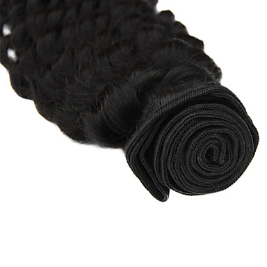 1шт 12 дюймов Natural Black Deep Вьющиеся Малайзии Weave волос девственницы