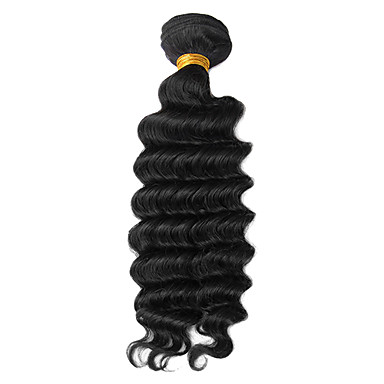 1шт 10 дюймов Natural Black Глубокая волна бразильского Виргинские волос Weave